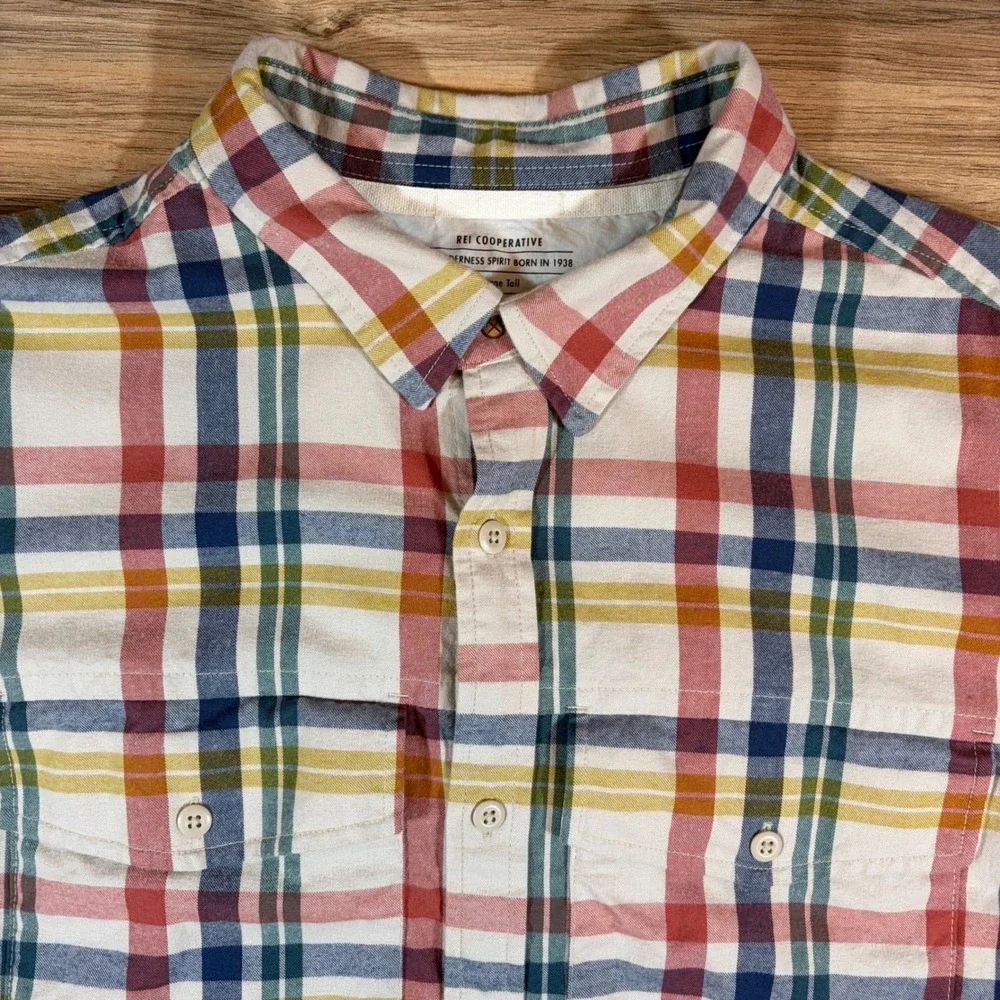 REI Co-op Wallace Lake Flannel Shirt Mens XL Tall Plaid Cotton Button Down Multi - Picture 7 of 11